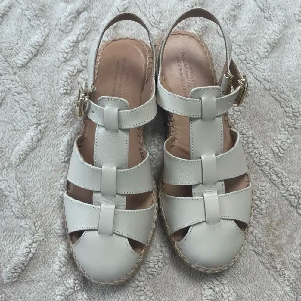 Y2K Naguisa Wedges Raffia Leather Fisherman Sandals
